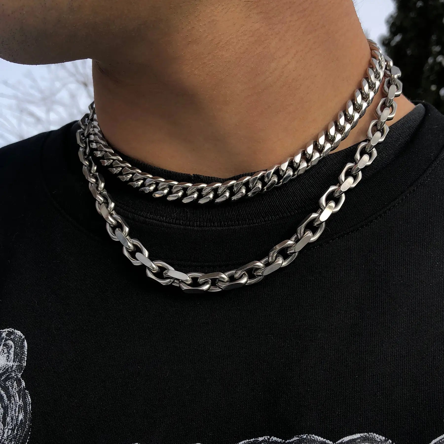 10MM HERMÉS AND CUBAN CHOKER SET