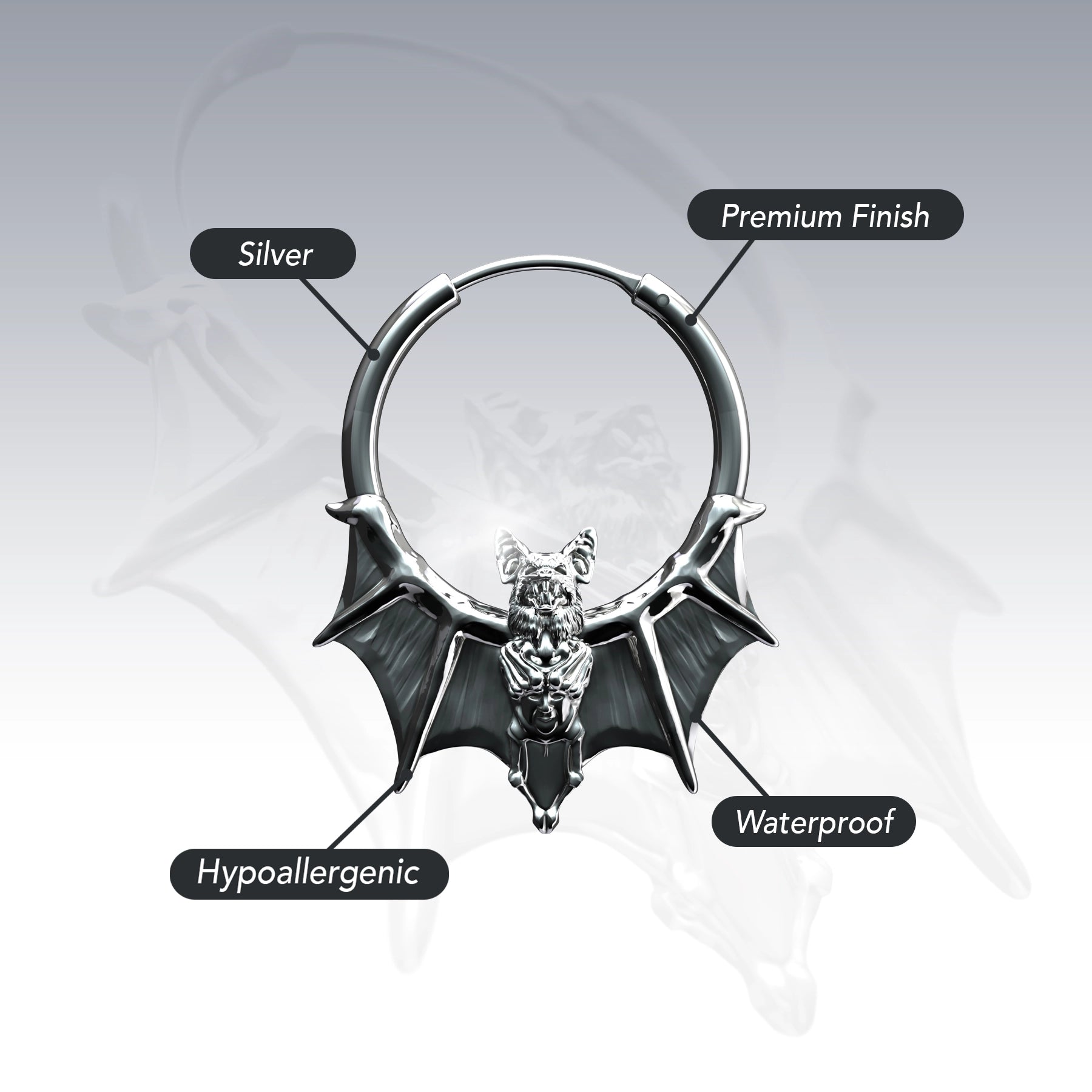 BAT HOOP EARRING