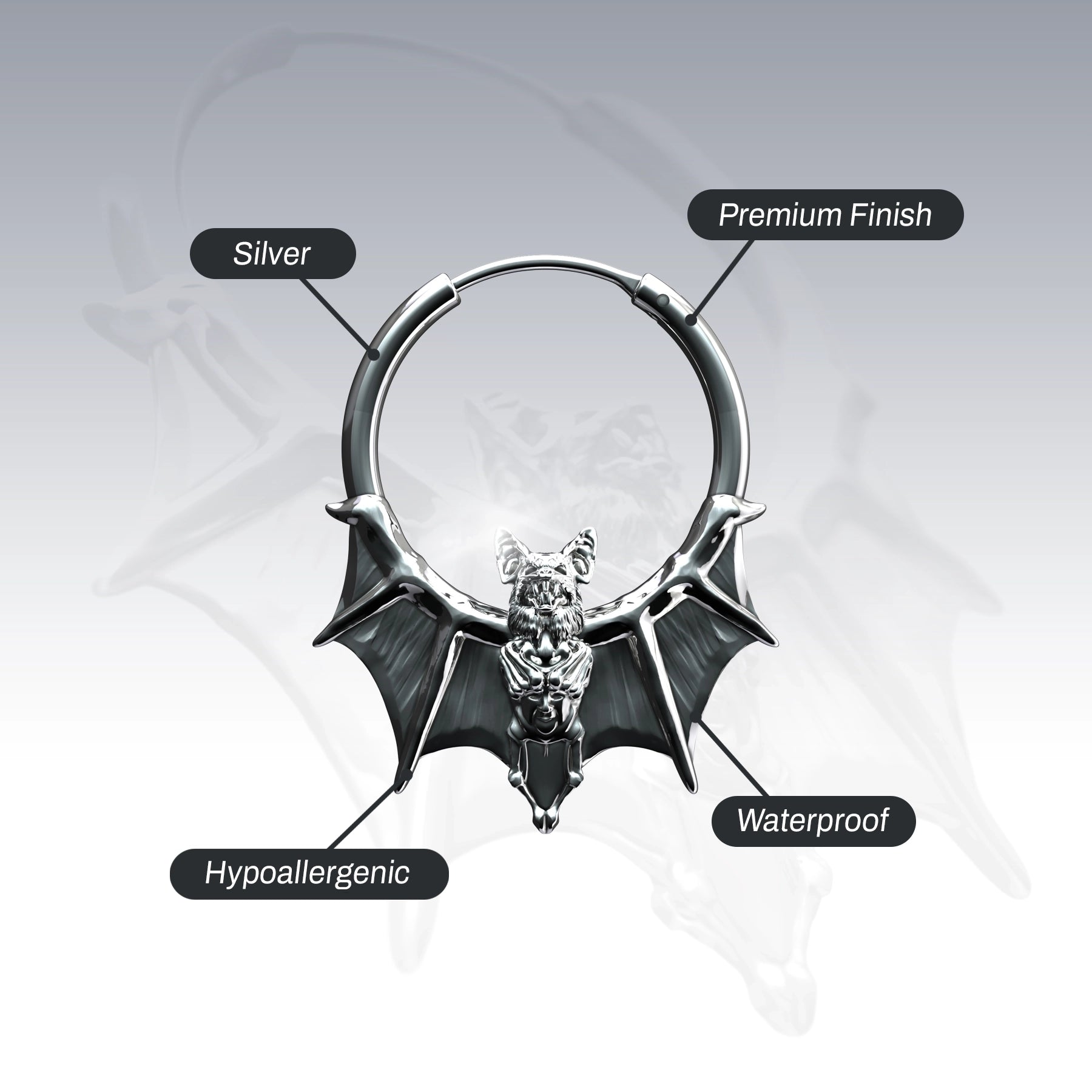 BAT HOOP EARRING
