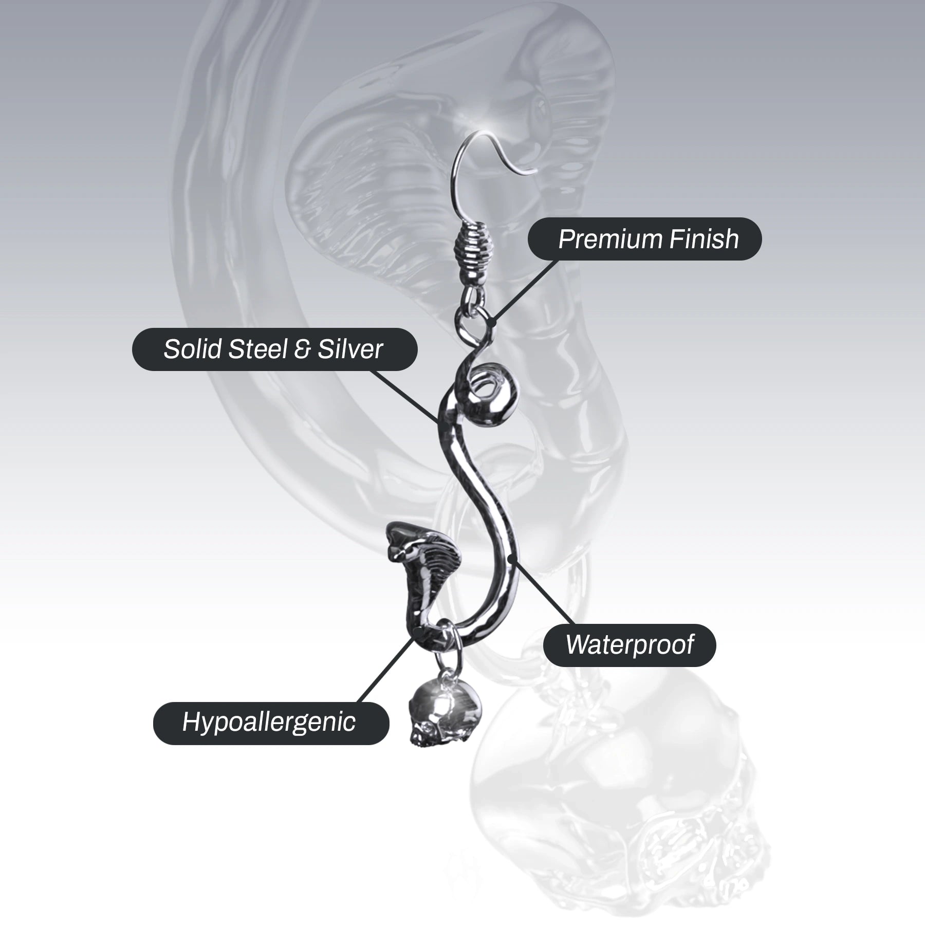 SNAKE SKULL EARRING