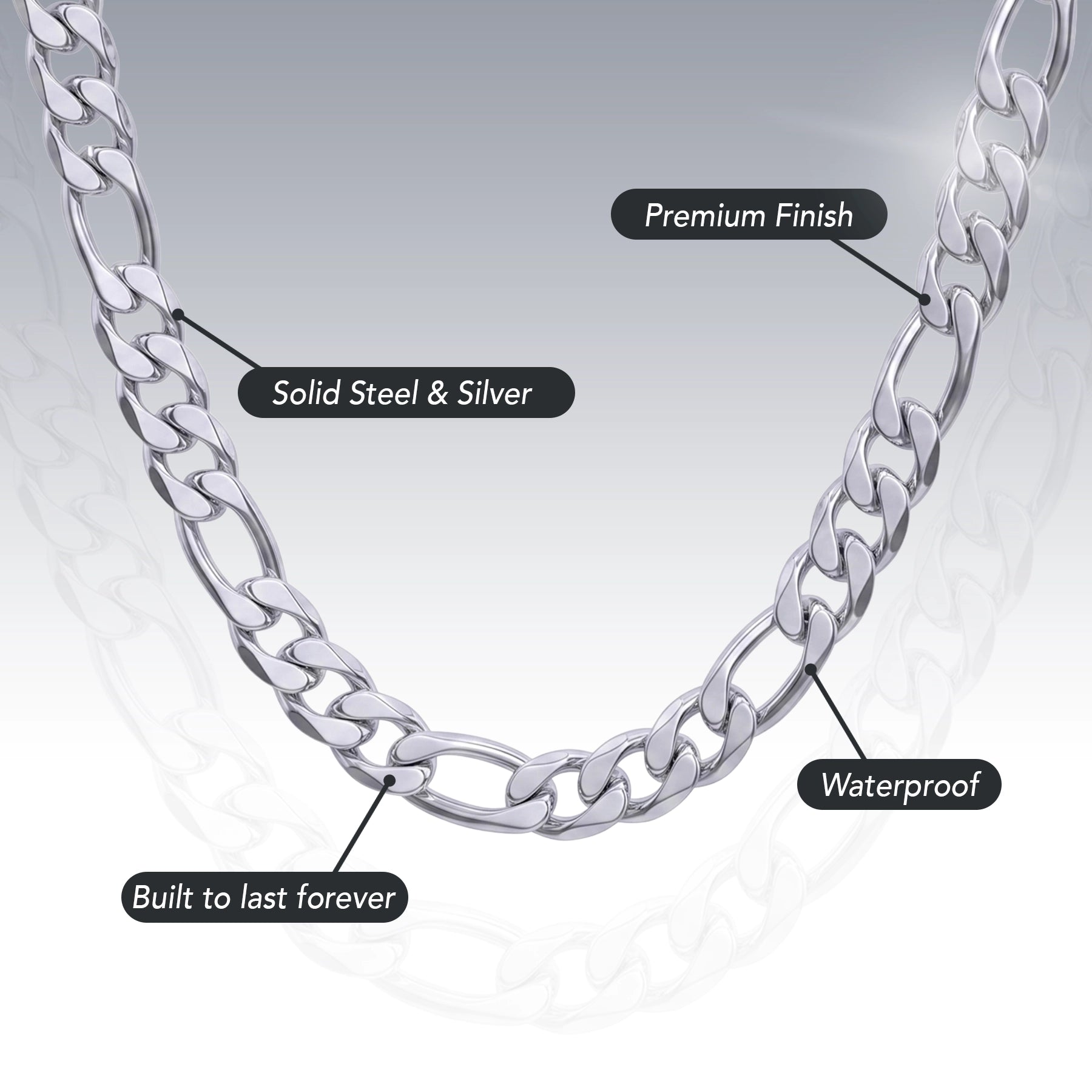STAINLESS STEEL FIGARO CHAIN