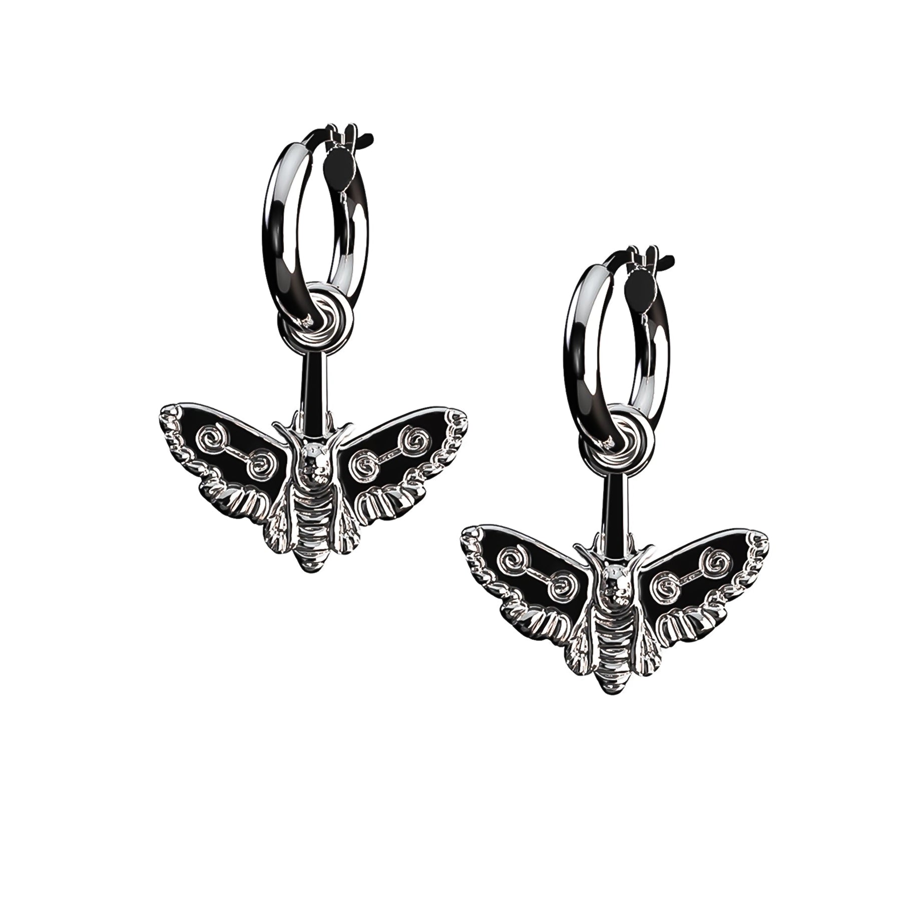 Gothic Moth Earrings - Dark Skeleton Head Dangle Drop Earrings For Women