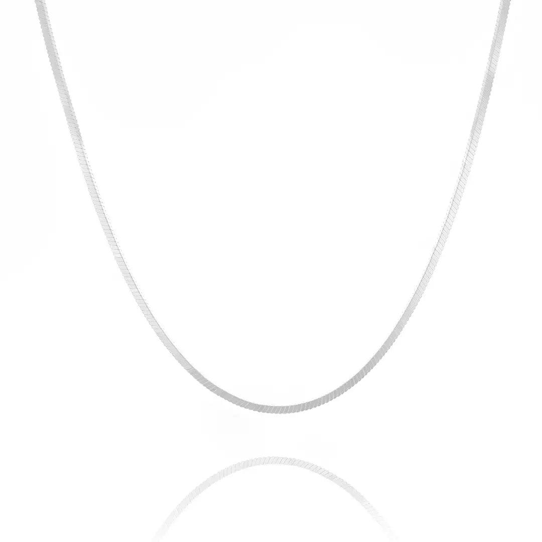 Simple Sterling Silver Snake Bone Chain Necklace