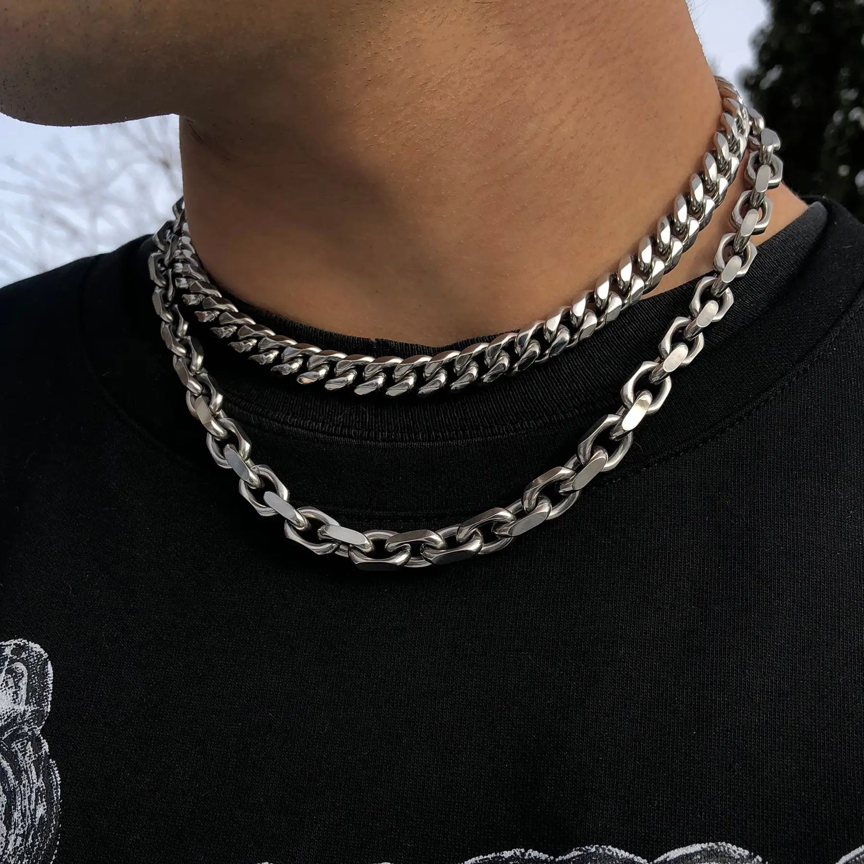 10MM HERMÉS AND CUBAN CHOKER SET