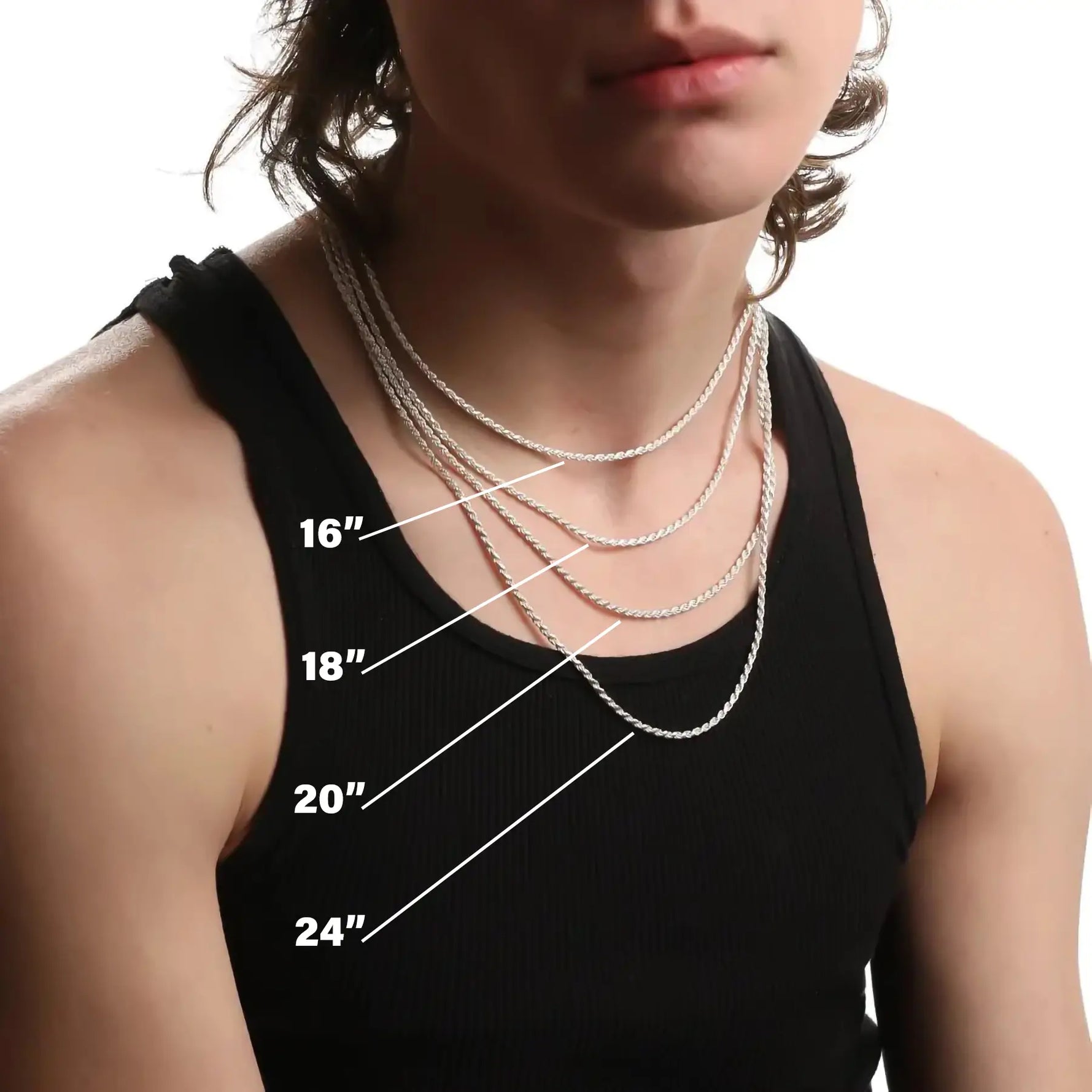 2.5MM STERLING SILVER ROPE CHAIN