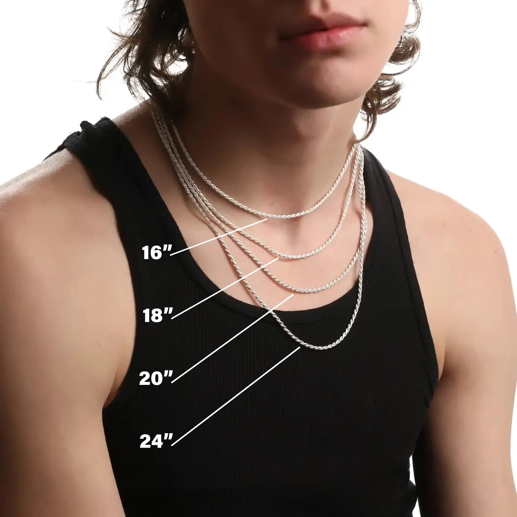 2.5MM STERLING SILVER ROPE CHAIN