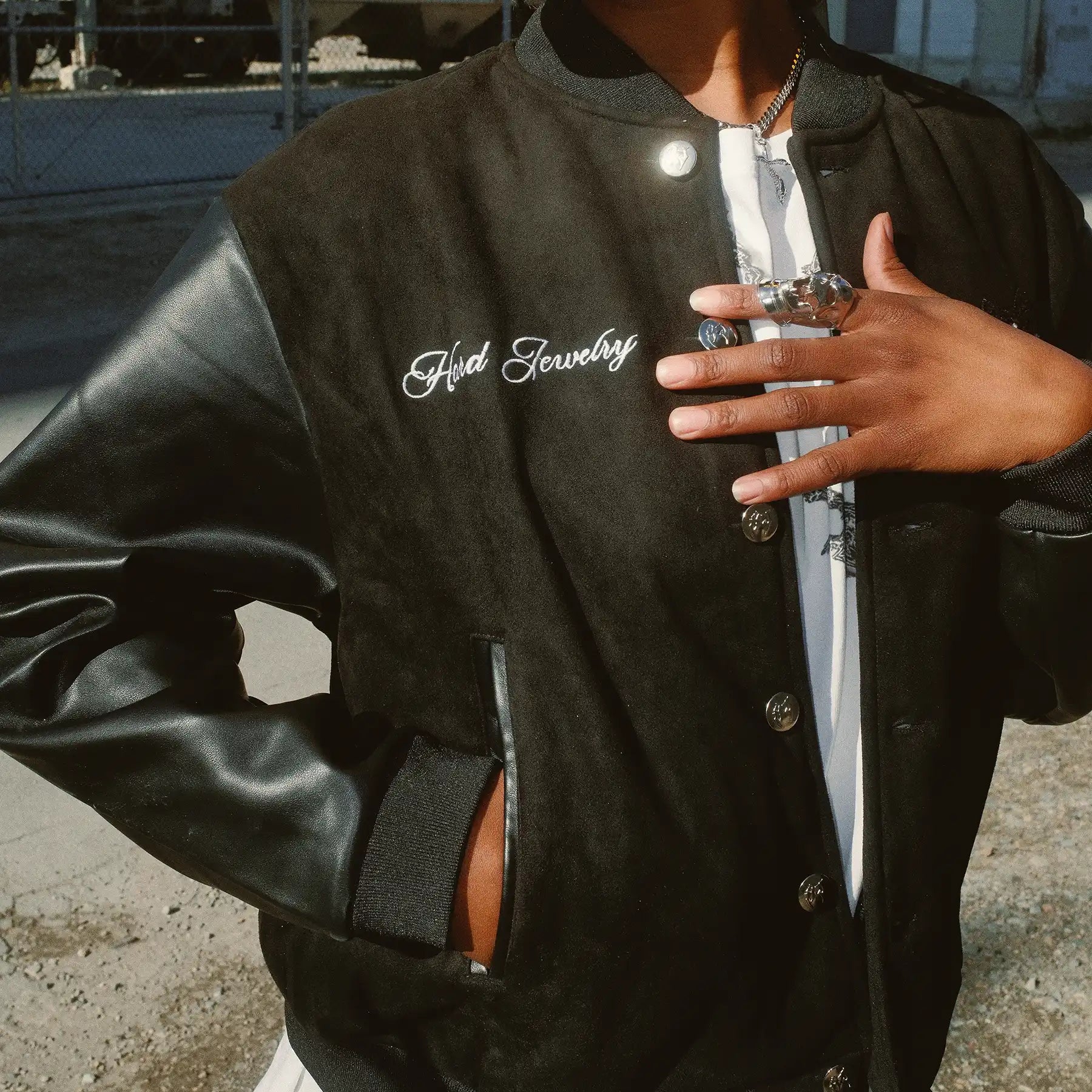 PUNK VARSITY JACKET (LEATHER SLEEVES)