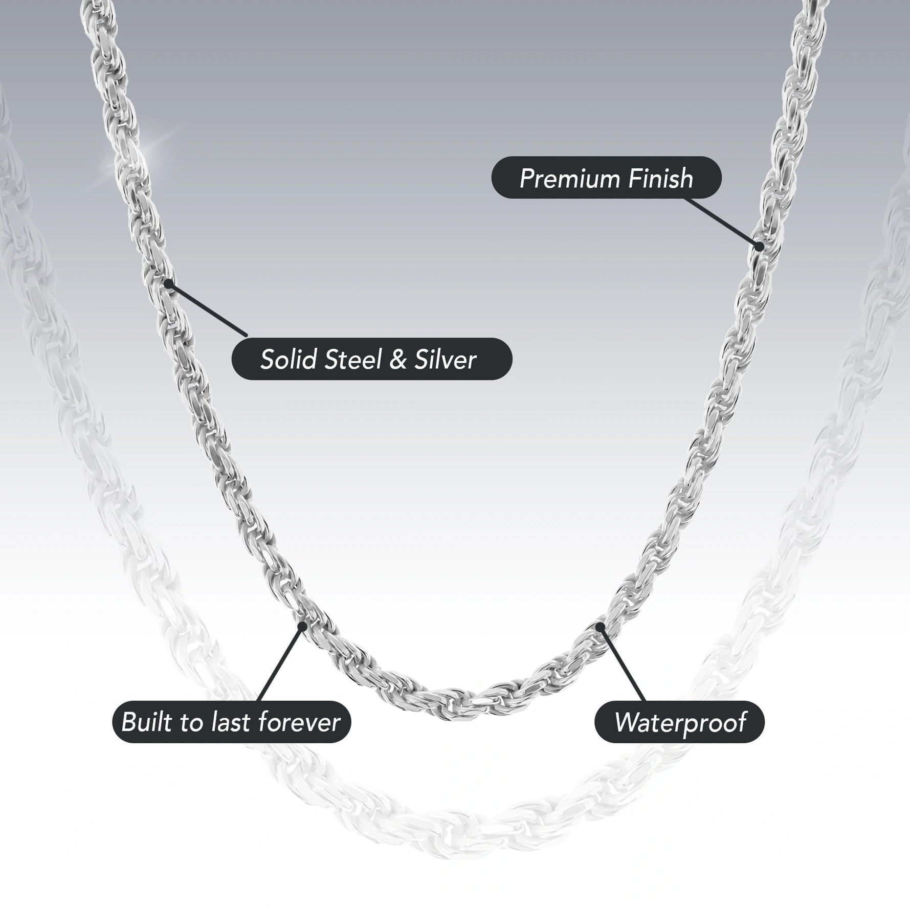 2.5MM STERLING SILVER ROPE CHAIN