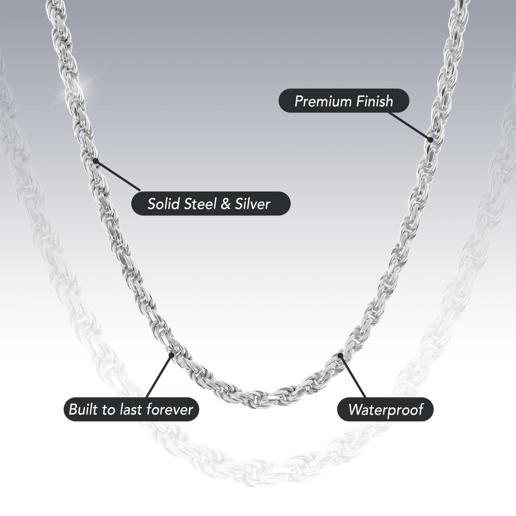 2.5MM STERLING SILVER ROPE CHAIN