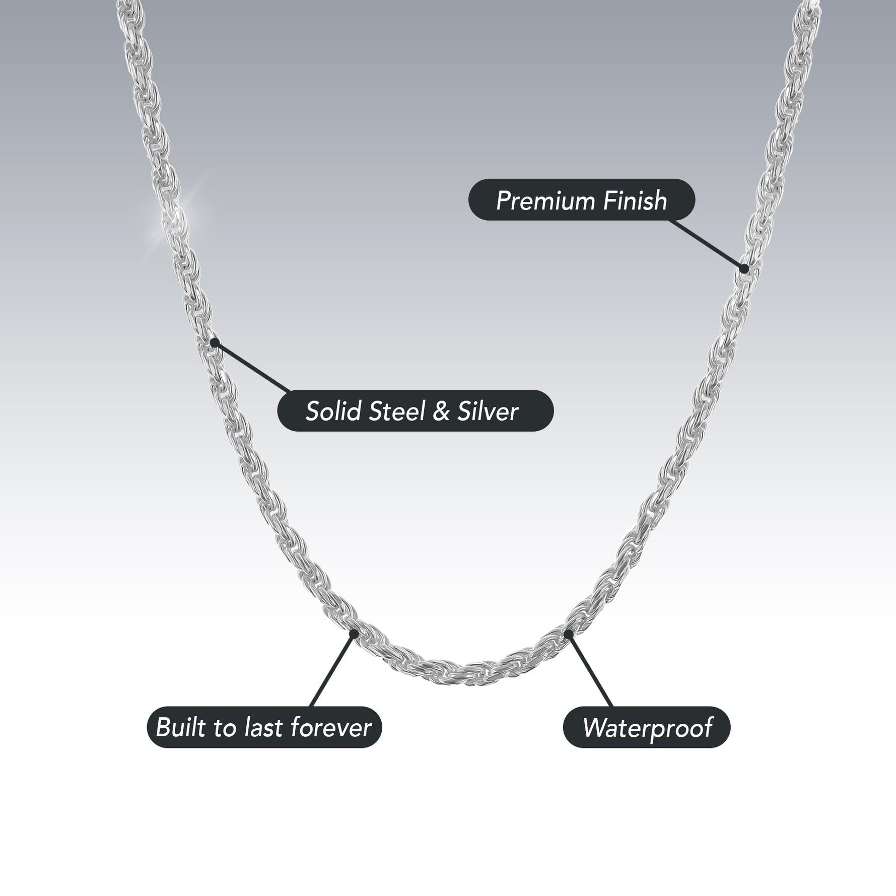 2MM STERLING SILVER ROPE CHAIN