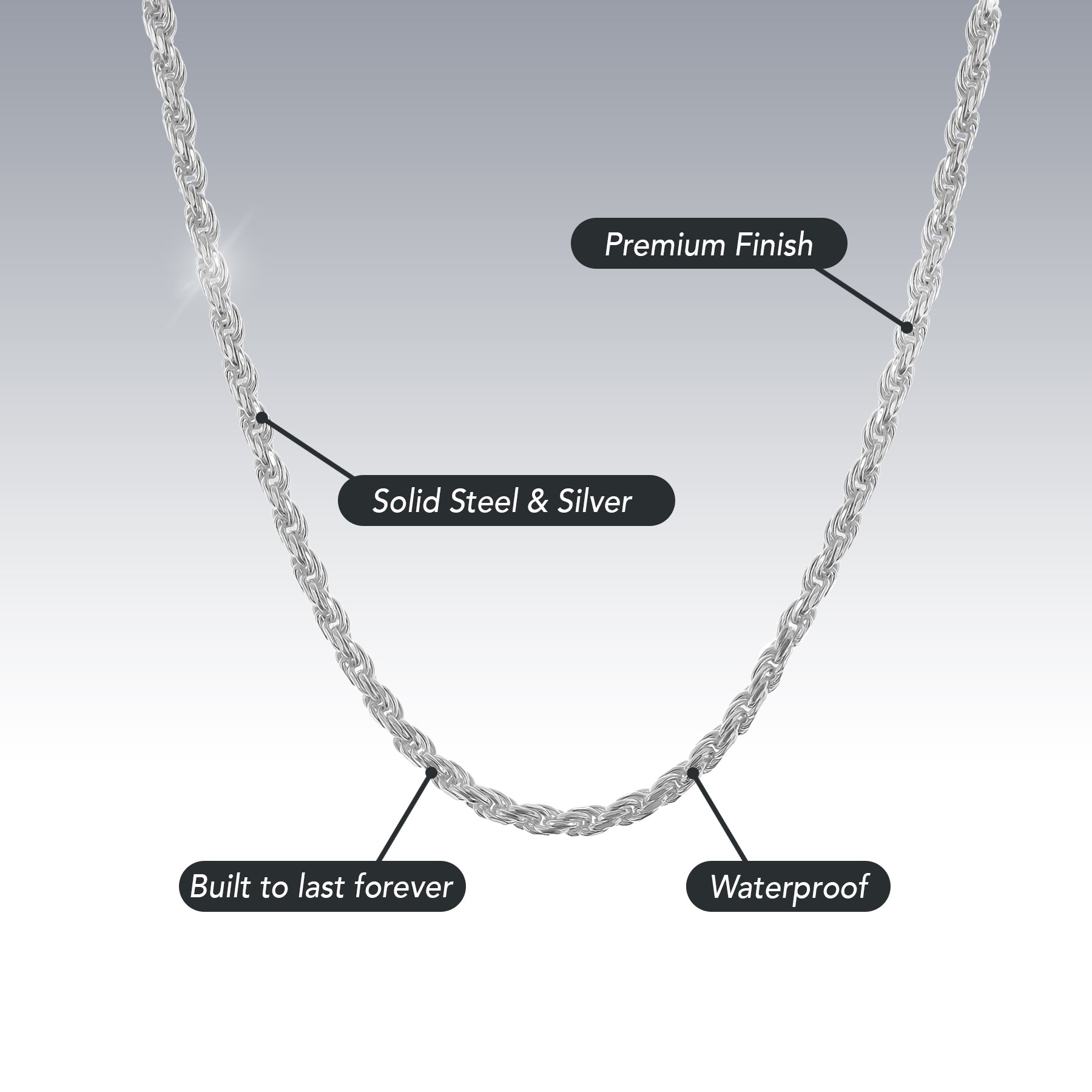 2MM STERLING SILVER ROPE CHAIN