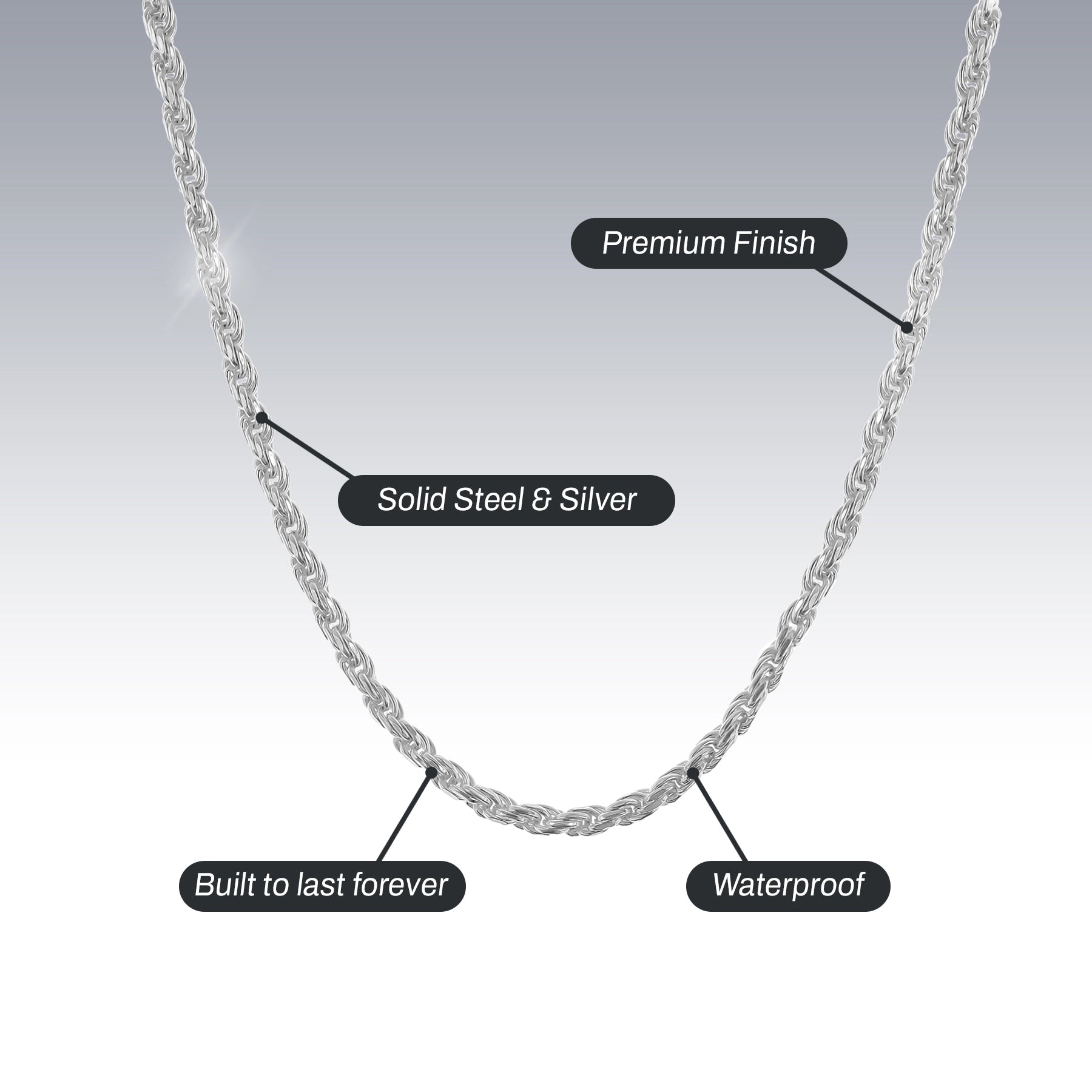 STERLING SILVER ROPE CHAIN