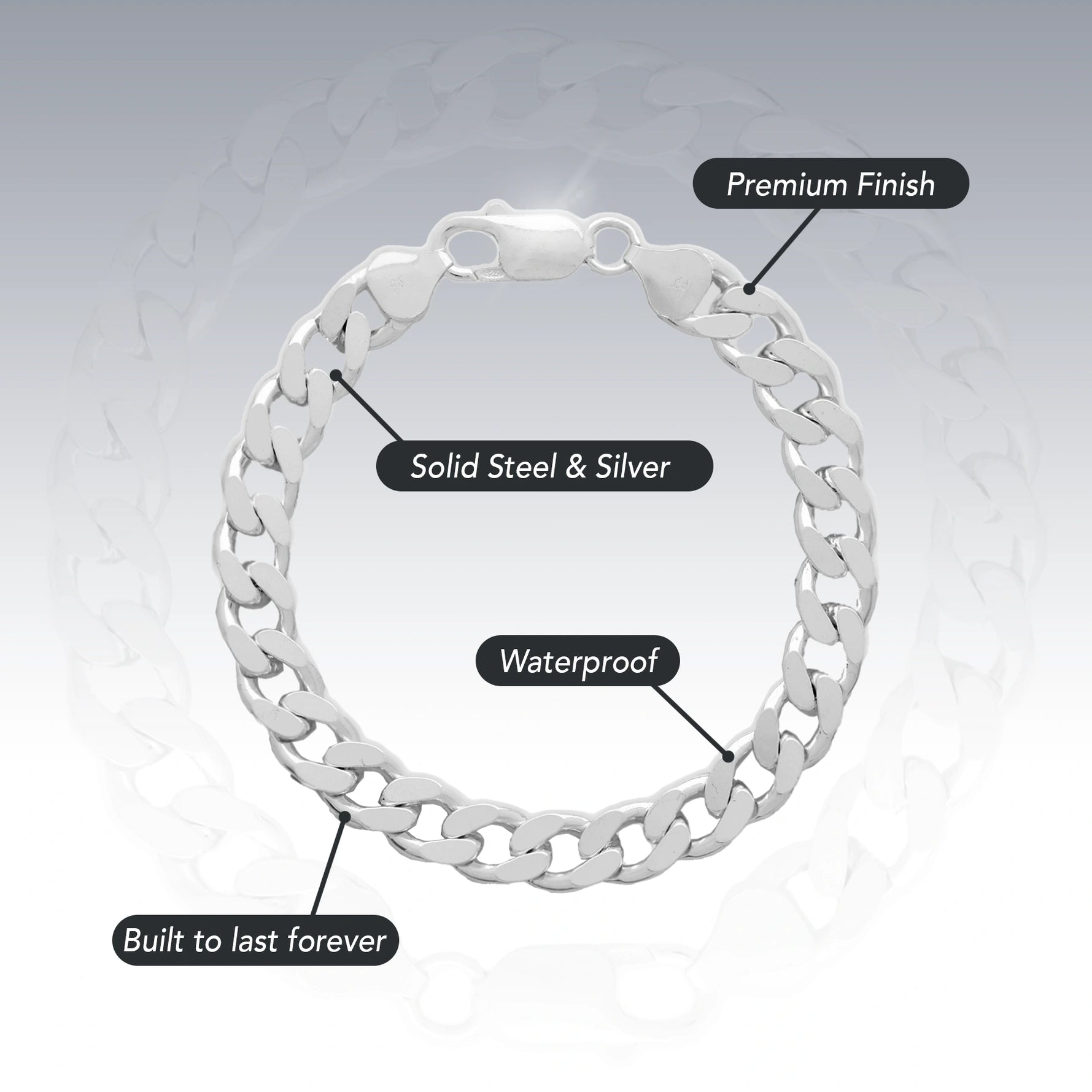 SILVER 8MM CURB BRACELET