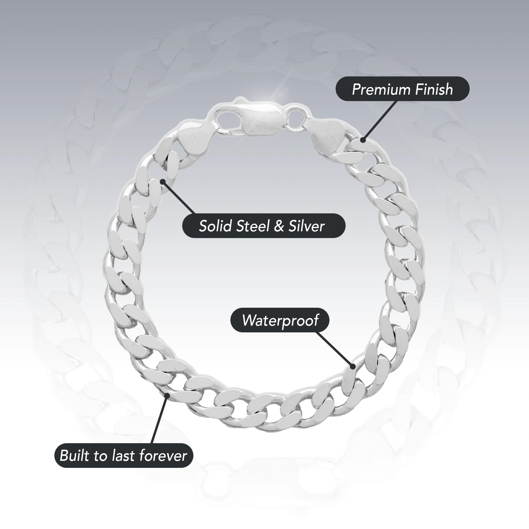 SILVER 8MM CURB BRACELET