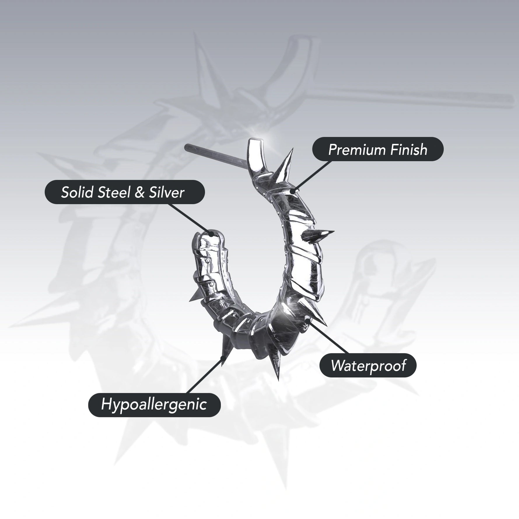 ARMORED OPEN HOOP EARRING