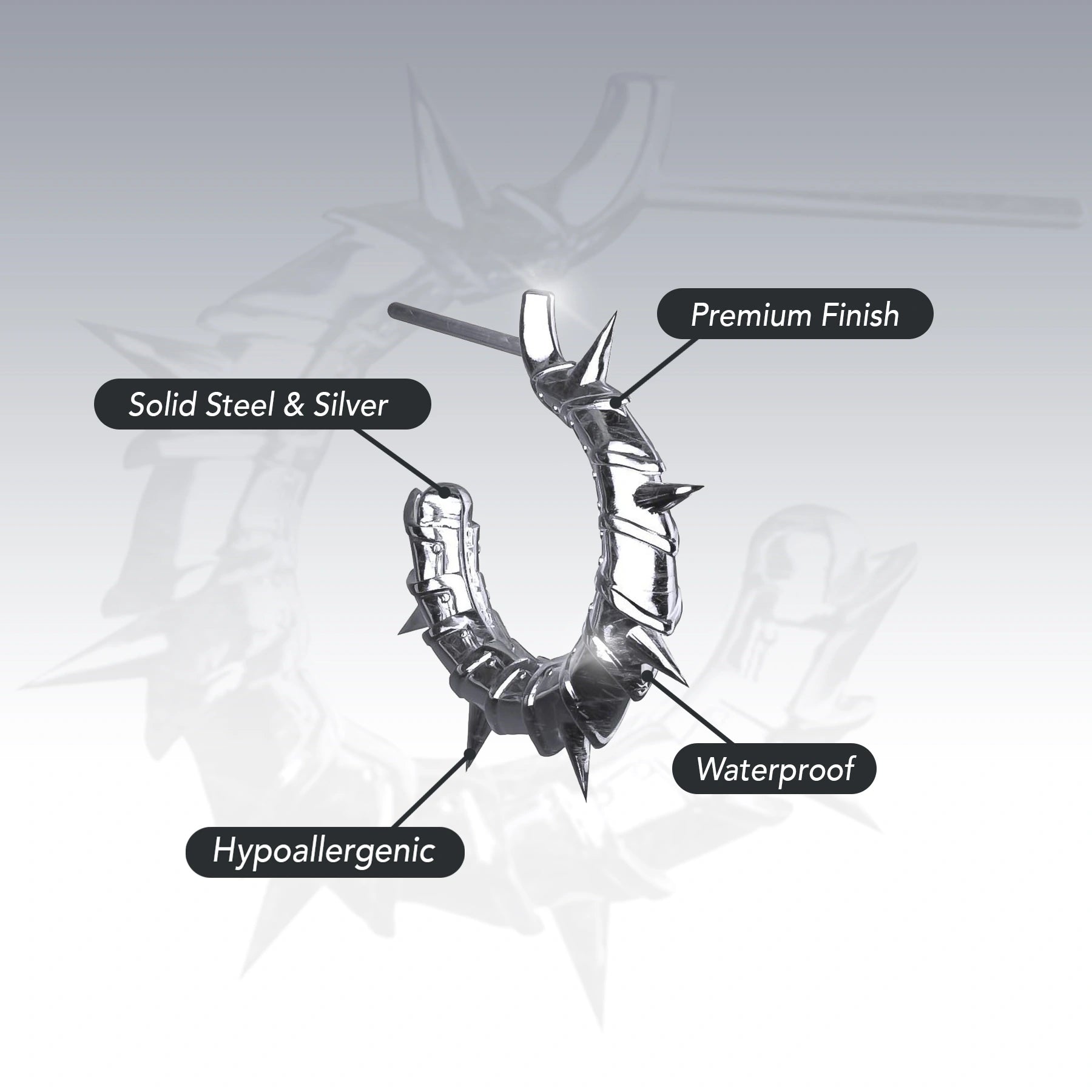 ARMORED OPEN HOOP EARRING