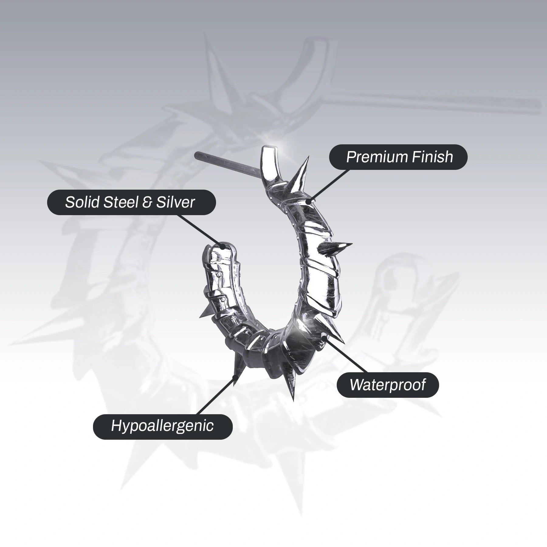 ARMORED OPEN HOOP EARRING
