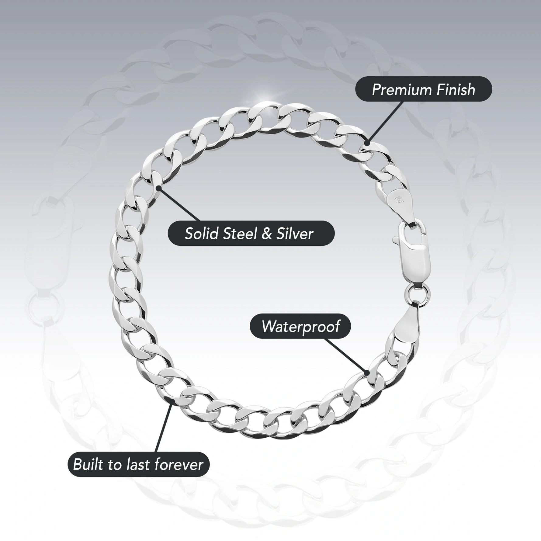 SILVER 6MM CURB BRACELET