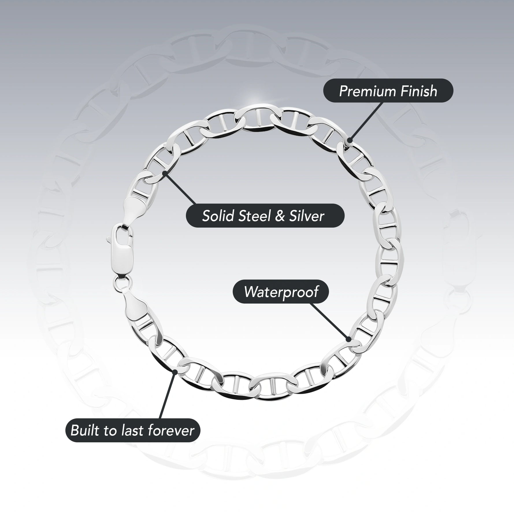 SILVER 6.3MM MARINER BRACELET