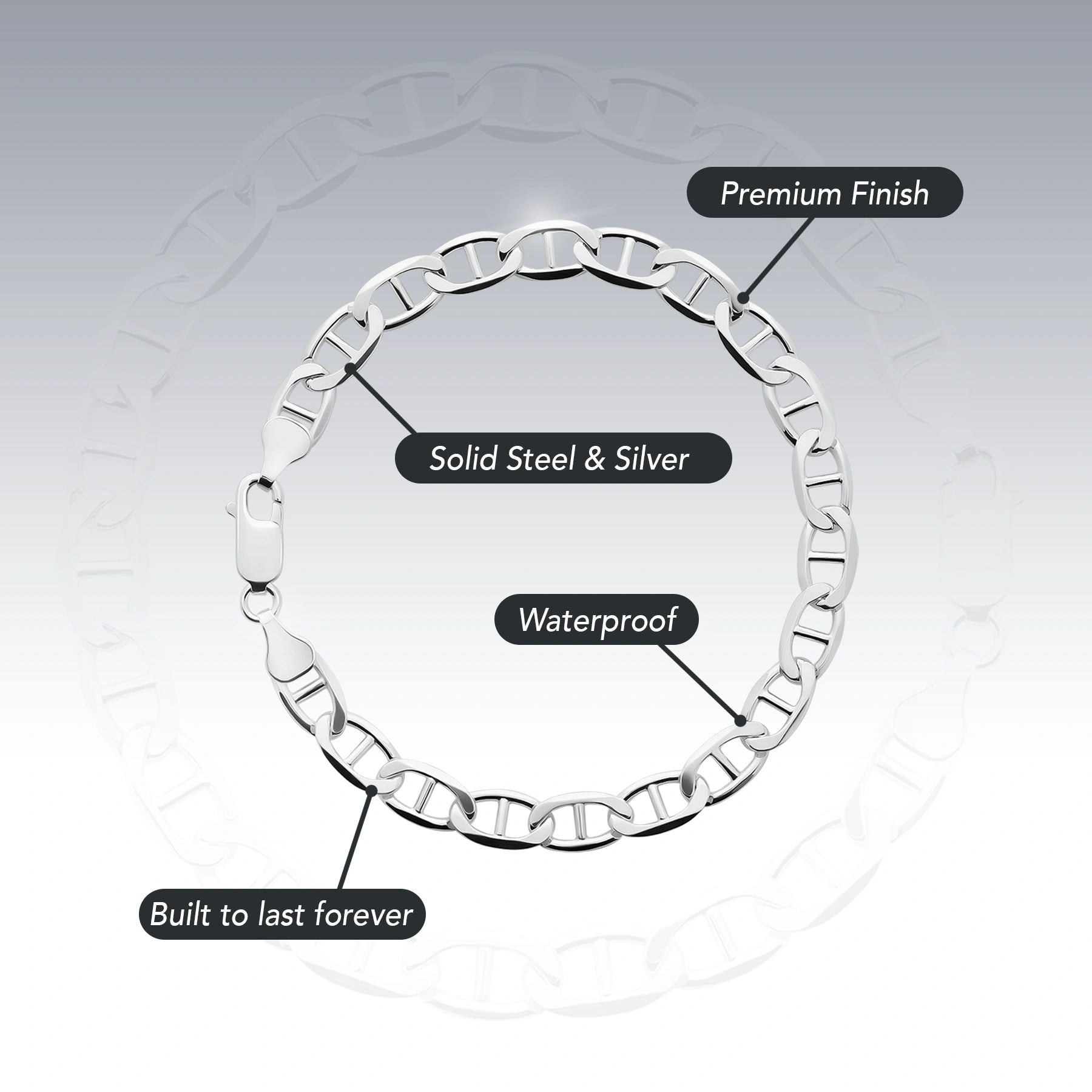 SILVER 6.3MM MARINER BRACELET