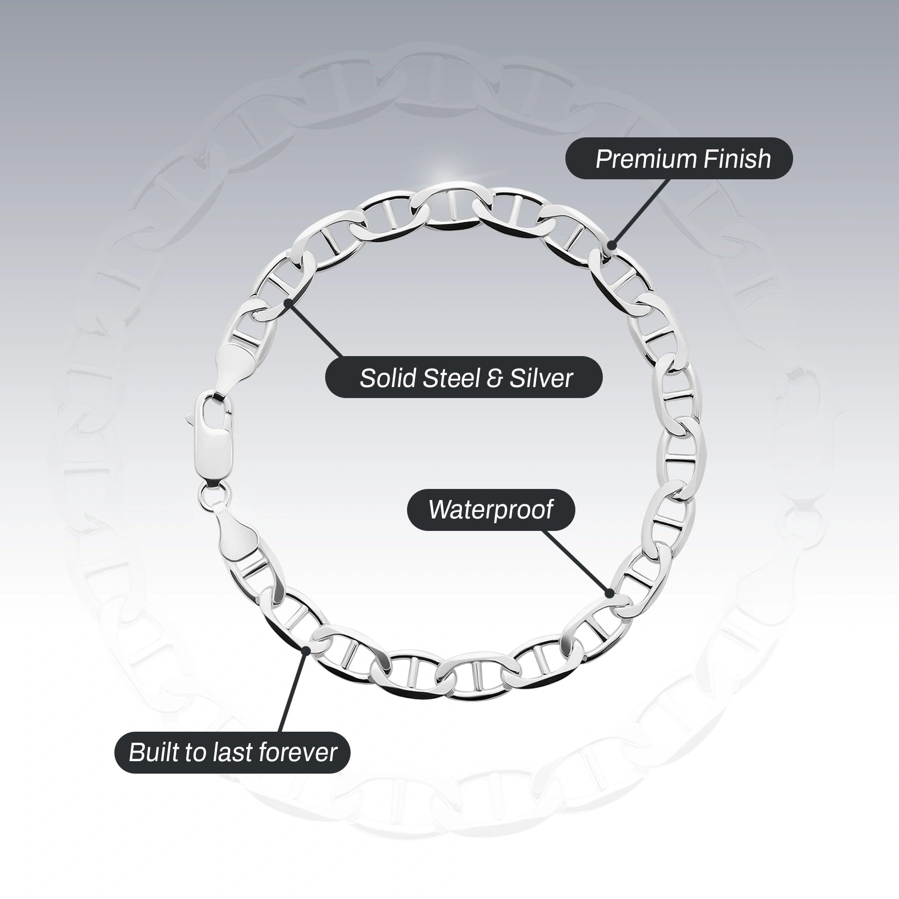 SILVER 6.3MM MARINER BRACELET