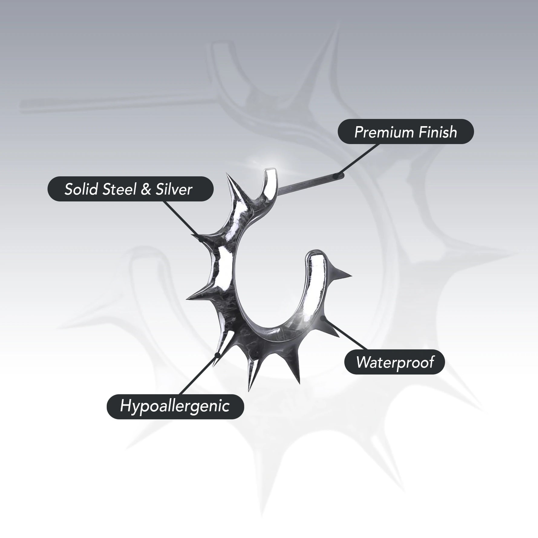 SPIKED OPEN HOOP EARRING