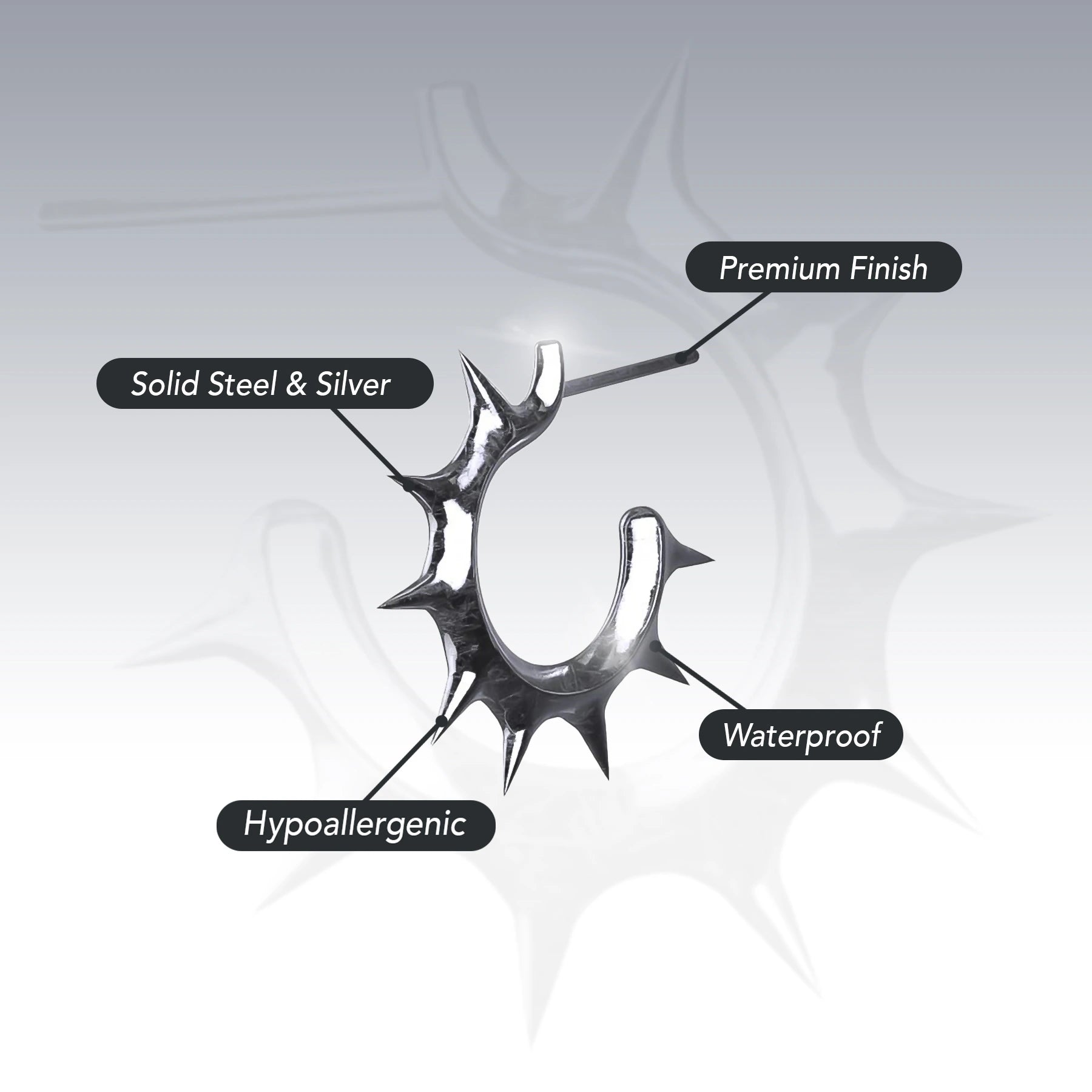 SPIKED OPEN HOOP EARRING