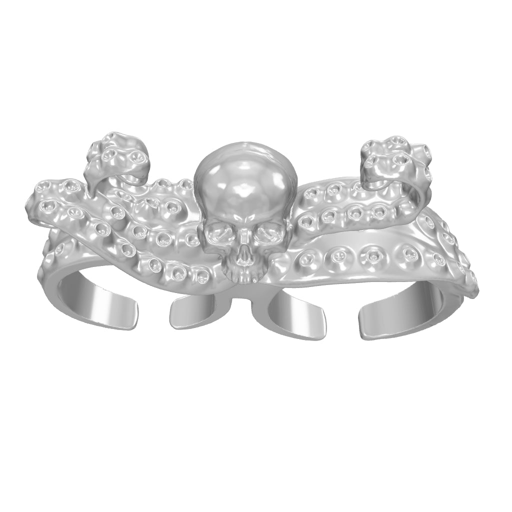 DOUBLE FINGER OCTOSKULL RING