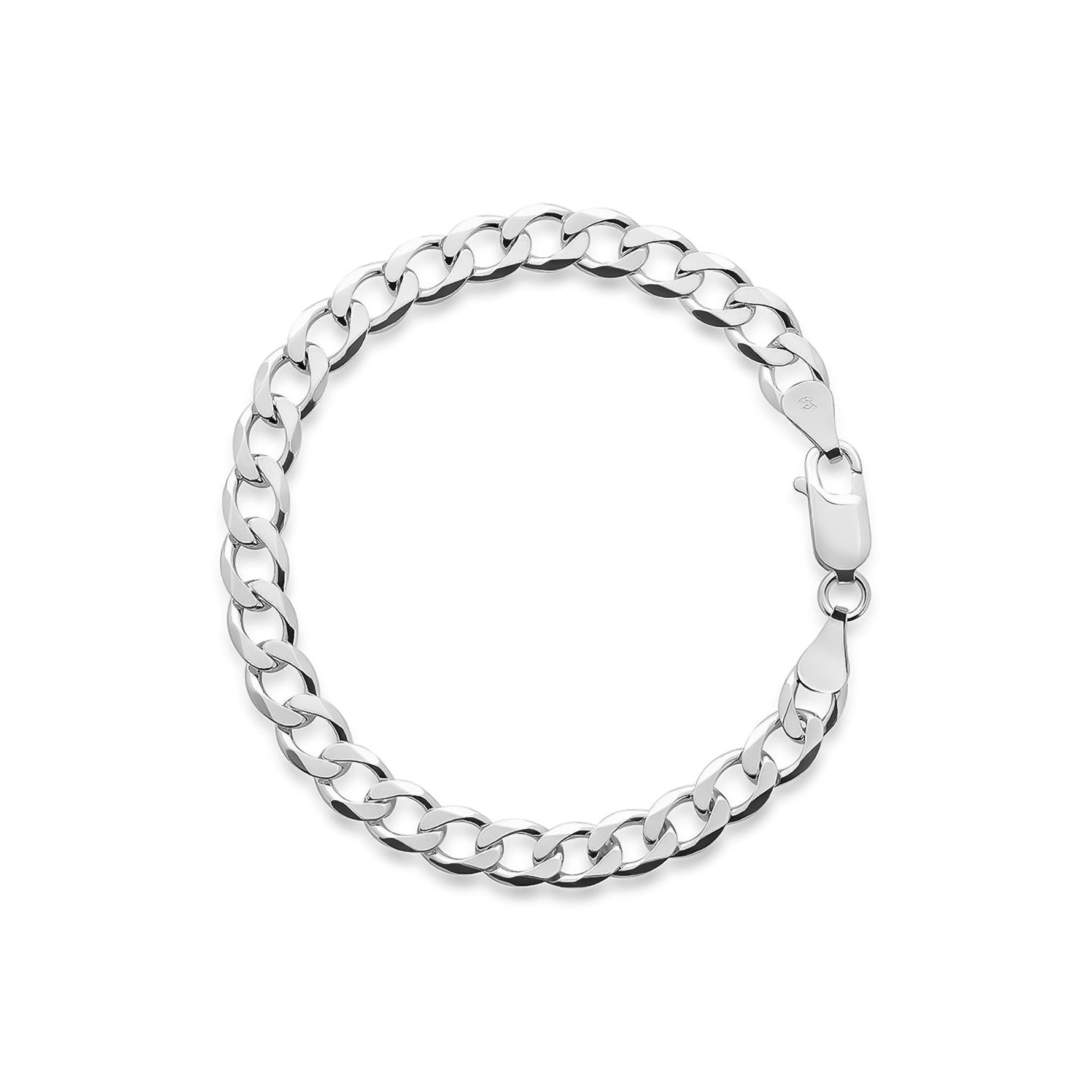 Italy .925 Sterling Silver Curb Link Cuban Chain Bracelet 7.5" 6mm 7.4G New Mini
