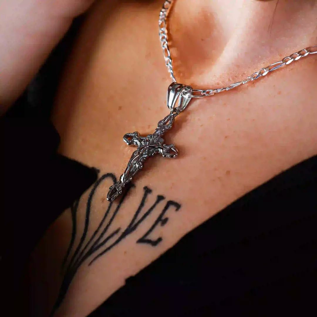 Stainless Steel Silver Plated Cross Pendant Necklace Unisex Men Women Chain  Xmas | eBay